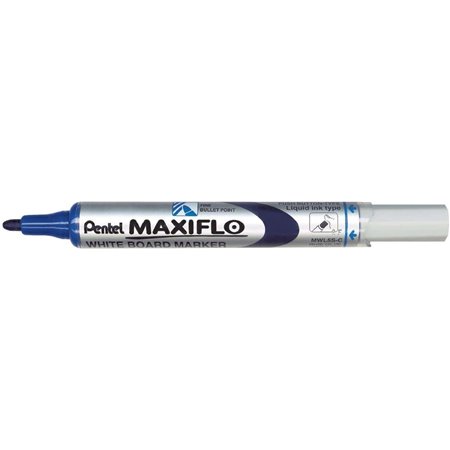 Marcador de quadro branco Pentel Maxiflo - Regulagem de fluxo de tinta - Ponta de bala - Largura da linha 2mm - 50% materiais re