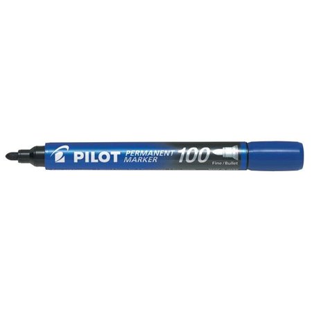 Marcador Permanente Pilot 100 - Ponta Bala Fina 4,5mm - Curso 1mm - Cor Azul