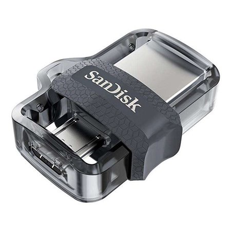 Sandisk Ultra Dual Drive m3.0 USB 3.0 e Micro USB Memory 64GB - Leitura de até 150MB/s - Transparente/Preto (Pendrive)