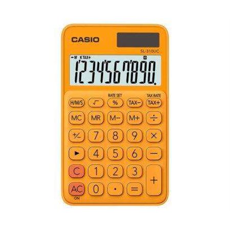 Calculadora de bolso Casio SL-310UC - Cálculo de impostos - Tela LCD de 10 dígitos - Solar e baterias - Cor laranja