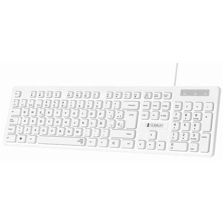 Teclado Subblim Silent Slim Business - 430 x 132 x 23 mm - Teclas planas - Resistente a respingos - Design fino e completo - Con