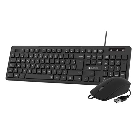 Subblim Silent Business Slim Combo com cabo USB - Teclado e mouse - Teclas ergonômicas de baixo perfil - Resistente a derramamen