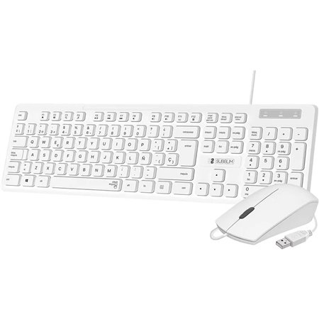 Subblim Combo Business Slim Silent - Teclado e Mouse - Ergonômico e resistente a respingos - Conector USB Plug & Play - Mouse co