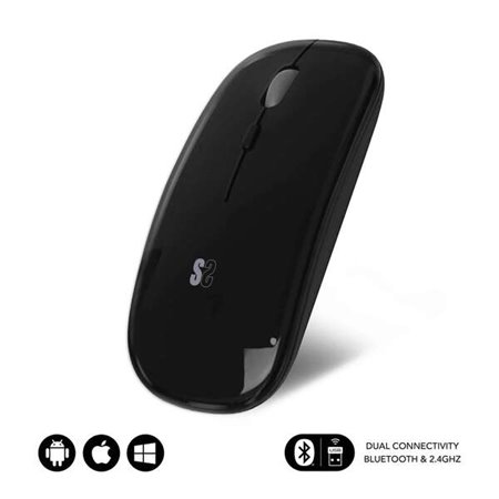 Subblim Dual Flat Mouse - Conectividade dupla - Tecnologia Silent Click - Bateria de longa duração - Design elegante - Cor preta