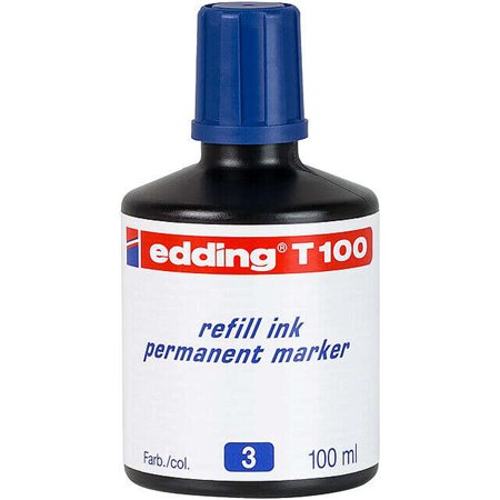 Frasco Refil Edding T100 para Marcador Permanente - Capacidade 100ml - Cor Azul