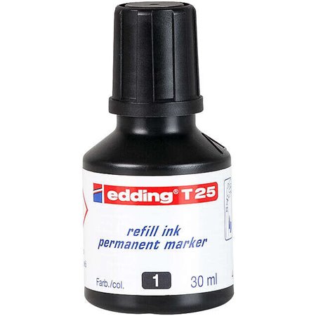 Frasco Recarga Edding T25 para Marcador Permanente - Capacidade 30ml - Cor Preta