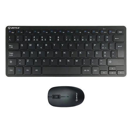 Pacote Unykach MK288 Pro de Mini Teclado Sem Fio 79 Teclas + Mouse 1200dpi, Sem Fio, 3 Botões, Uso Ambidestro - Língua Portugues