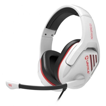 Fones de ouvido Unykach Gaming Nova Gpro White 2.1 com microfone ajustável - Faixa de cabeça ajustável - Almofadas de ouvido aco