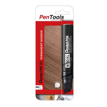 Pentel PenTools Marcador Permanente Industrial Pentel Pen N50XL - Ponta de cinzel resistente e durável - Curso de 11-17 mm - Res