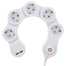 Tomada Elétrica C/ 5 Saídas Interruptor 3M Flexível 2Usb