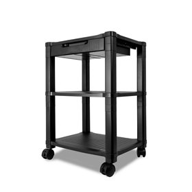 Mesa lateral modular Phoenix para impressora de escritório 3 níveis com gaveta e rodas Mesa lateral modular Phoenix para impressora de escritório 3 níveis com gaveta e rodas