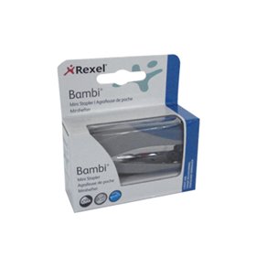 Agrafador Mini Nº25 12 Folhas + Agrafos Rexel Bambi Sortido