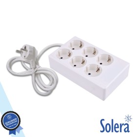 Tomada Elétrica C/ 6 Saídas Quadrada 1.5M Branco Solera