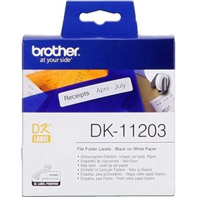 Brother DK11203 - Etiquetas originais pré-cortadas para pastas - 17x87 mm - 300 unidades - Texto preto sobre fundo branco