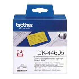 Brother DK44605 - Etiquetas removíveis originais de tamanho personalizado - Largura 62 mm x 30,48 metros - Texto preto em fundo 