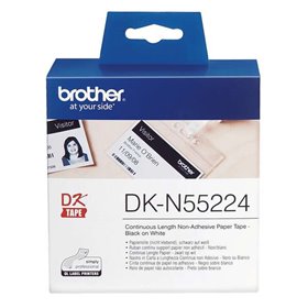 Brother DKN55224 - Etiquetas não adesivas originais de tamanho personalizado - 54 mm x 30,48 m de largura - Texto preto em fundo