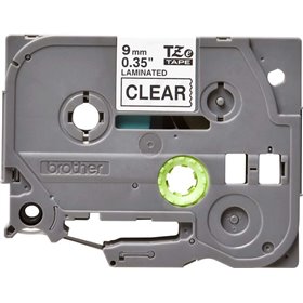 Etiquetas laminadas original Brother TZe121 - Texto preto em fundo transparente - Largura 9 mm x 8 metros