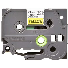 Etiquetas laminadas original Brother TZe651 - Texto preto em fundo amarelo - Largura 24 mm x 8 metros
