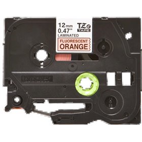 Etiquetas laminadas fluorescente original Brother TZeB31 - Texto preto em fundo laranja - Largura 12 mm x 5 metros
