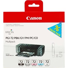 Tinteiros originais Canon PGI72, Pack de 5 unidades - Preto fotográfico, Cinza, Magenta fotográfico, Ciano fotográfico, Otimizad