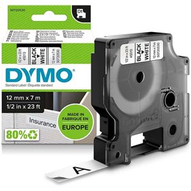 Etiquetas original Dymo D1 45013 para etiquetadora - Texto preto em fundo branco - Largura 12 mm x 7 metros - S0720530