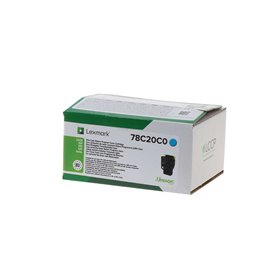 Toner original Lexmark CS421/CS521/CS622/CX421/CX522/CX622/CX625 ciano - 78C20C0