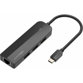 Docking USB-C Vention TGOBB/ 3xUSB/ 1xRJ45/ 1x Micro B PD/ Preto
