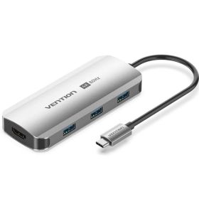 Docking USB-C Vention TQDHB/ 1xHDMI 4K/ 3xUSB/ 1xUSB-C PD/ Cinza
