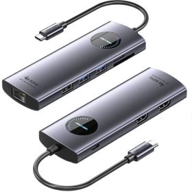 Docking USB-C Vention TQVHB/ 2xHDMI/ 3xUSB/ 1xRJ45/ 1xLeitor de Cartões/ 1xUSB-C PD/ Cinza