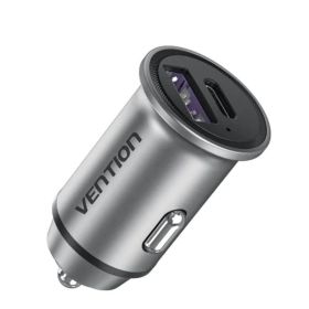 Carregador para Carro Vention FFFH0, 1xUSB-Tipo C, 1xUSB, 30W Carregador de Carro Vention FFFH0/ 1xUSB-Tipo C/ 1xUSB/ 30W