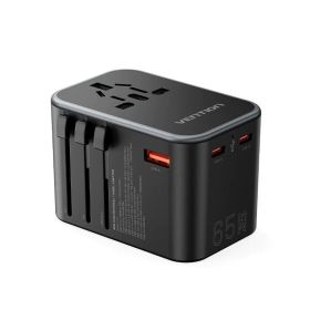 Carregador de Parede Universal Vention FJDB0/ Tomada de Corrente Universal/ 2xUSB-C/ 1xUSB/ 65W