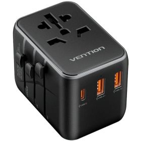 Carregador de Parede Universal Vention FJEB0/ Tomada de Corrente Universal/ 1xUSB-C/ 2xUSB/ 65W