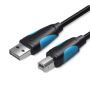 Cabo USB 2.0 Impressora Vention VAS-A16-B800/ USB Tipo-B Macho - USB Macho/ 480Mbps/ 8m/ Preto
