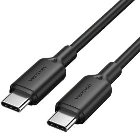 Cabo USB 2.0 USB-C 3A Vention TRCBF/ USB-C Macho - USB-C Macho/ Até 60W/ 480Mbps/ 1m/ Preto