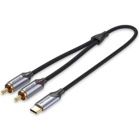Cabo Conversor Vention BGUHG/ 2x RCA Macho - USB-C Macho/ 1.5m/ Cinza