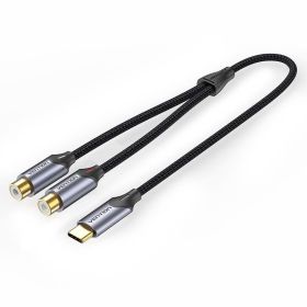 Cabo Conversor Vention BGVHG/ 2x RCA Fêmea - USB-C Macho/ 1.5m/ Cinza