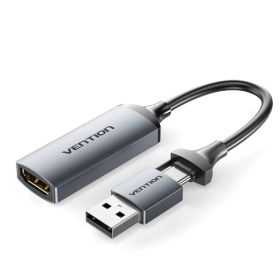 Conversor HDMI 4K 60Hz Vention ACWHA/ HDMI Fêmea / USB Macho - USB-C Macho/ 480Mbps/ 10cm/ Preto