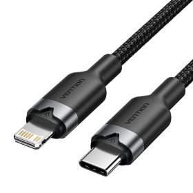 Cabo USB-C Lightning Vention LALBF/ USB-C Macho - Lightning Macho/ 27W/ 480Mbps/ 1m/ Preto