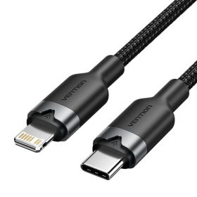 Cabo USB-C Lightning Vention LALBH/ USB-C Macho - Lightning Macho/ 27W/ 480Mbps/ 2m/ Preto