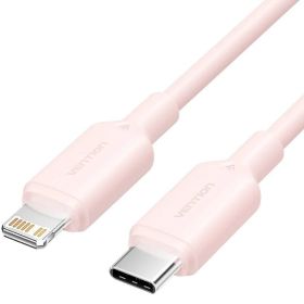 Cabo USB 2.0 USB-C Lightning Vention LAKPH/ USB-C Macho - Lightning Macho/ Até 27W/ 480Mbps/ 2m/ Rosa
