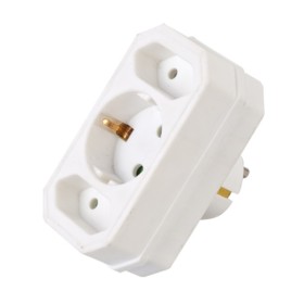 Tomada Elétrica C/ 2 Saídas Planas 1 Schuko Branco
