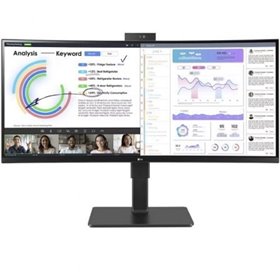 Monitor profissional ultrawide curvo LG 34BQ77QC-B de 34"/ WQHD/ Webcam/ Multimídia/ Altura ajustável/ Preto Monitor Profesional Ultrapanorámico Curvo LG 34BQ77QC-B 34"/ WQHD/ Webcam/ Multimedia/ Regulable en altura/ Negro