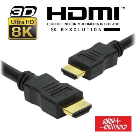 Cabo Hdmi Dourado Macho / Macho 2.2 8K Preto 1M Alpha