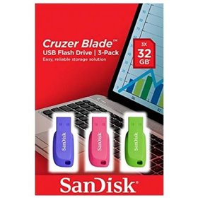 Pendrive 32GB SanDisk Cruzer Blade Pack 3 USB 2.0