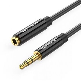 Cabo Stereo Vention BBZBF, Jack 3.5 Macho - Jack 3.5 Fêmea, 1m, Preto