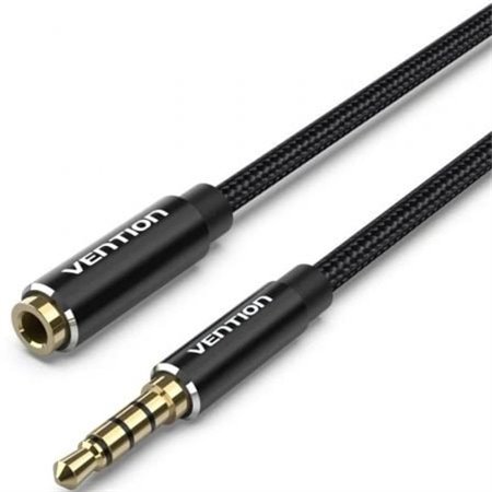 Cabo Stereo Vention BHCBD, Jack 3.5 Macho - Jack 3.5 Fêmea, 50cm, Preto