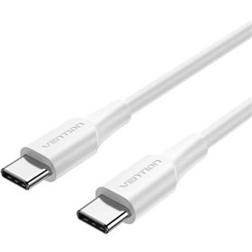 Cabo USB 2.0 Tipo-C 3A Vention TRCWF, USB Tipo-C Macho - USB Tipo-C Macho, Até 60W, 480Mbps, 1m, Branco