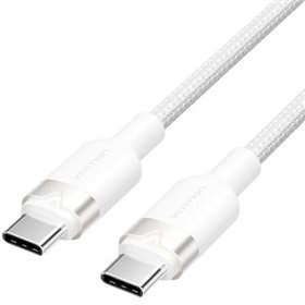 Cabo USB 2.0 Tipo-C 3A Vention TRDWF, USB Tipo-C Macho - USB Tipo-C Macho, Até 60W, 480Mbps, 1m, Branco