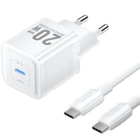 Carregador de Parede GaN Vention TZ-FEPW0-EU-01, 1xUSB Tipo-C + Cabo USB Tipo-C, 20W