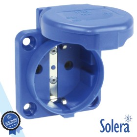 Tomada Elétrica Schuko Painel C/ Tampa Ip54 Solera